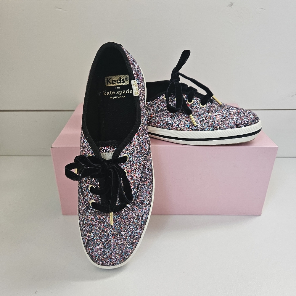 NWT Kate Spade New York Keds Champion Rainbow Glitter Sneakers - Womens Size 5